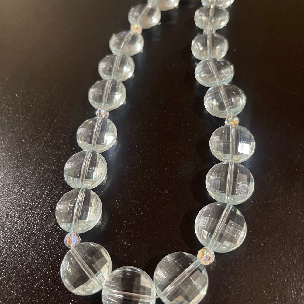 Elegant Clear Beaded Necklace fits like choker.